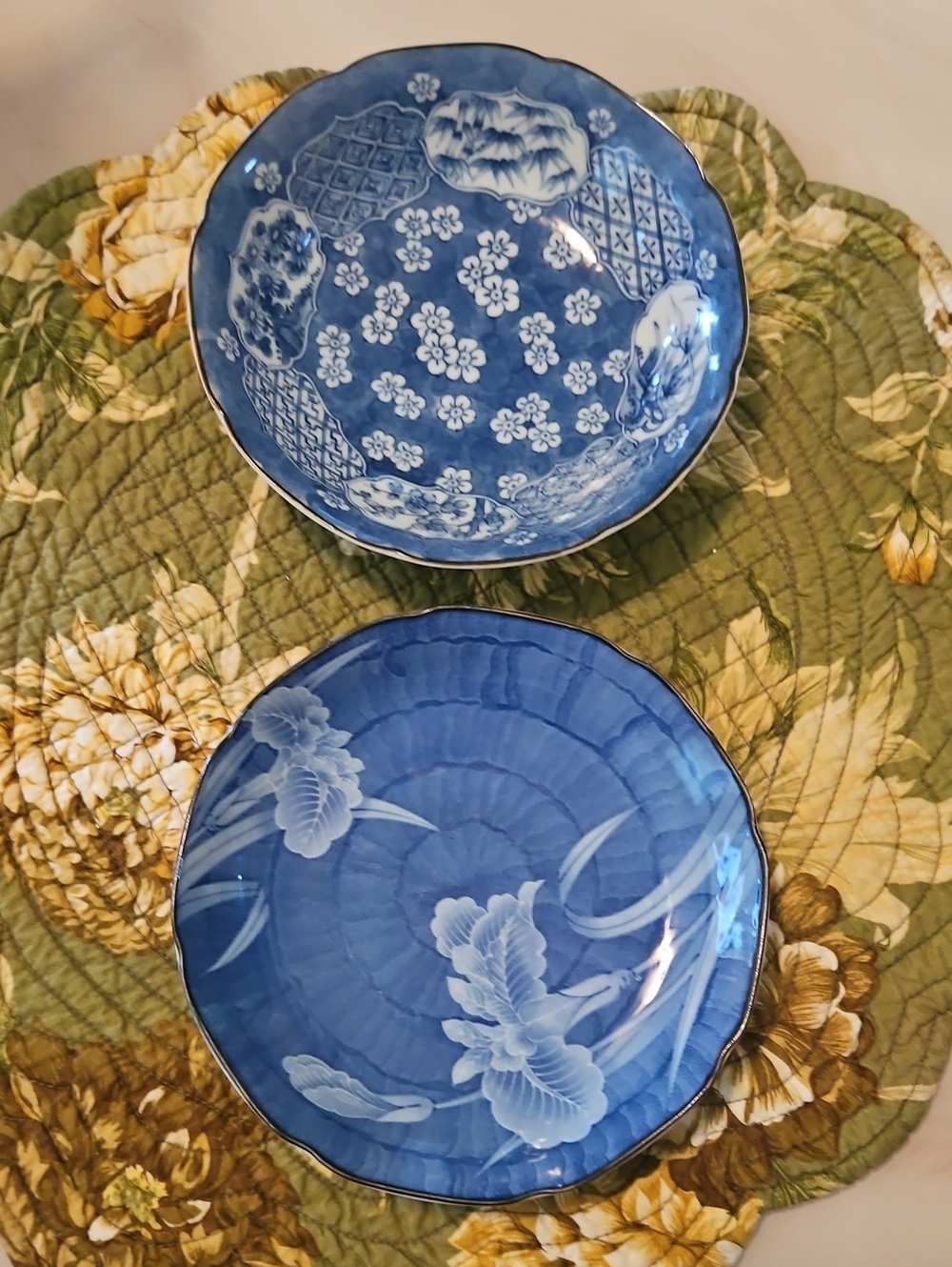 Oriental Japen Takahashi Serving Bowl Porceline Blue San Fransisco and Plate